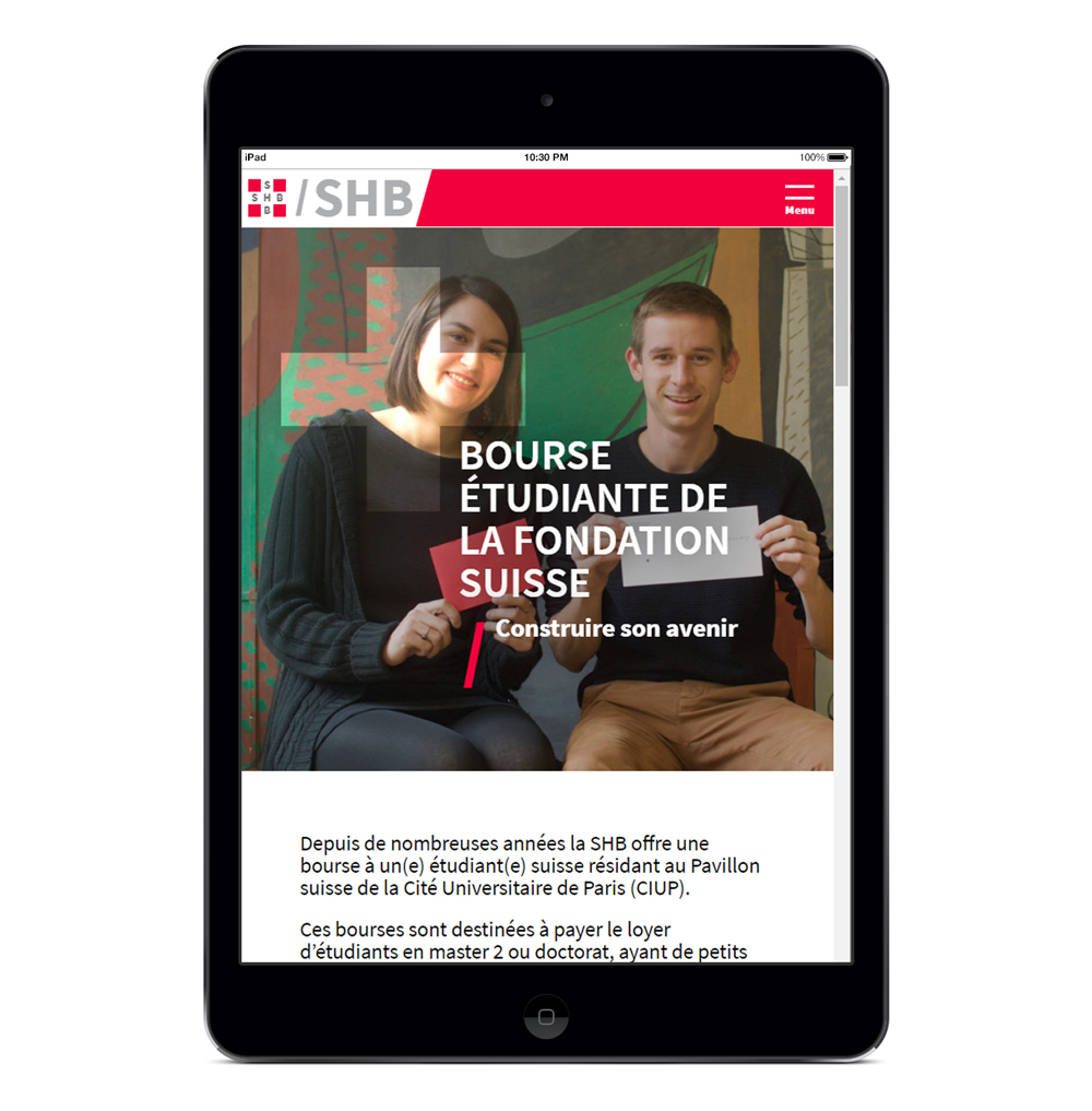 SHB Société Helvétique de Bienfaisance Agence Si studio irresistible Web Design